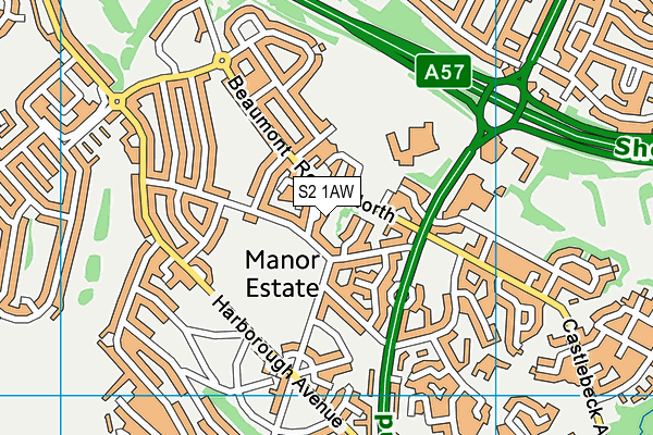 S2 1AW map - OS VectorMap District (Ordnance Survey)