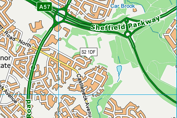 S2 1DF map - OS VectorMap District (Ordnance Survey)