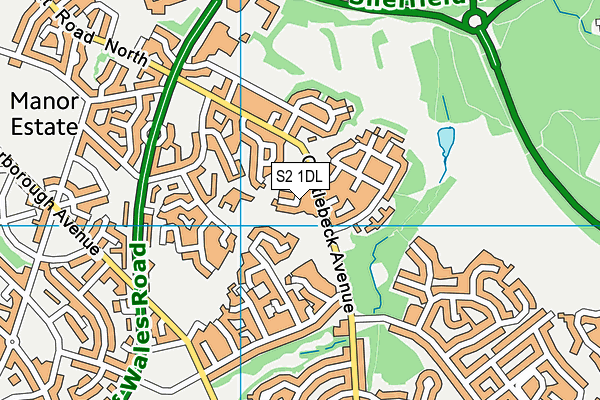 S2 1DL map - OS VectorMap District (Ordnance Survey)