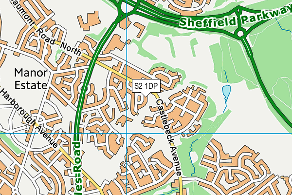 S2 1DP map - OS VectorMap District (Ordnance Survey)