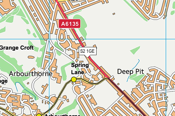 S2 1GE map - OS VectorMap District (Ordnance Survey)