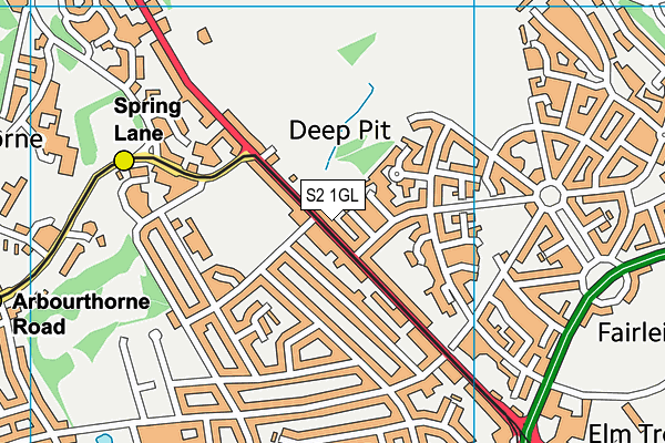 S2 1GL map - OS VectorMap District (Ordnance Survey)