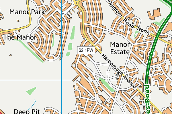 S2 1PW map - OS VectorMap District (Ordnance Survey)
