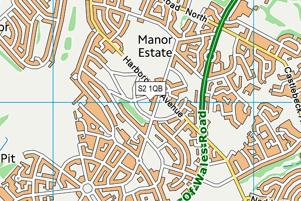 S2 1QB map - OS VectorMap District (Ordnance Survey)