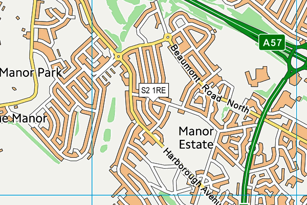 S2 1RE map - OS VectorMap District (Ordnance Survey)