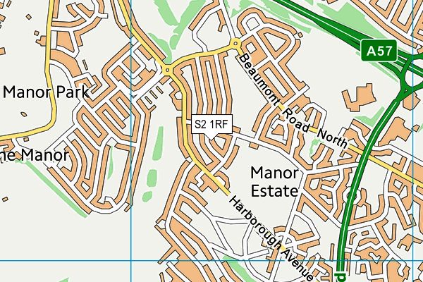 S2 1RF map - OS VectorMap District (Ordnance Survey)