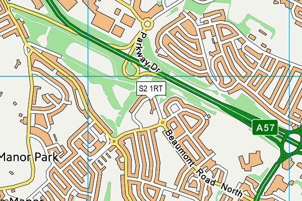 S2 1RT map - OS VectorMap District (Ordnance Survey)