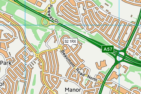 S2 1RX map - OS VectorMap District (Ordnance Survey)