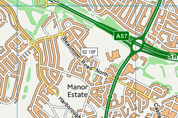 S2 1SF map - OS VectorMap District (Ordnance Survey)