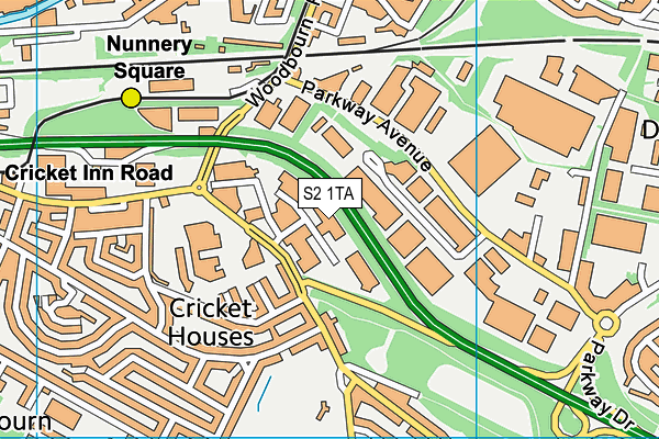 S2 1TA map - OS VectorMap District (Ordnance Survey)