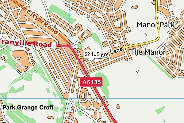 S2 1UE map - OS VectorMap District (Ordnance Survey)