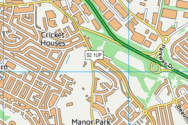 S2 1UP map - OS VectorMap District (Ordnance Survey)