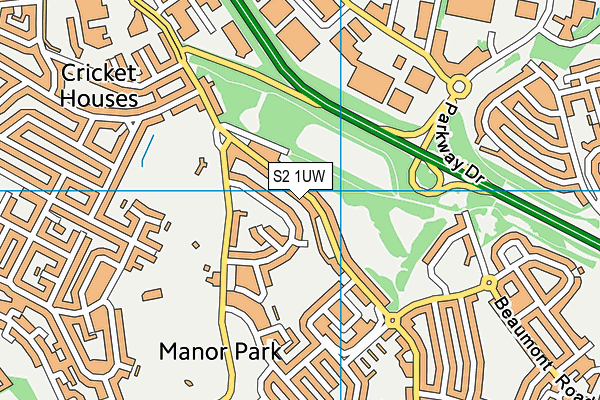 S2 1UW map - OS VectorMap District (Ordnance Survey)