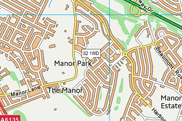S2 1WD map - OS VectorMap District (Ordnance Survey)