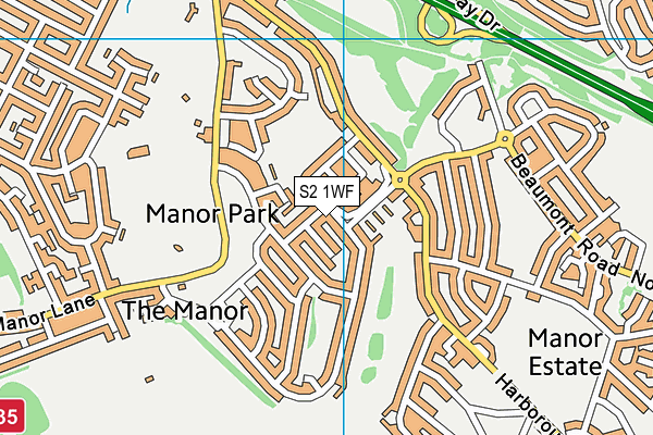 S2 1WF map - OS VectorMap District (Ordnance Survey)