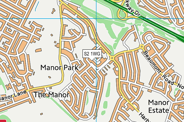 S2 1WG map - OS VectorMap District (Ordnance Survey)