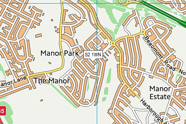 S2 1WN map - OS VectorMap District (Ordnance Survey)