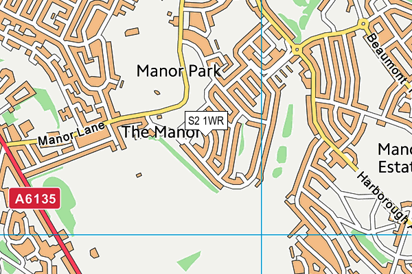 S2 1WR map - OS VectorMap District (Ordnance Survey)
