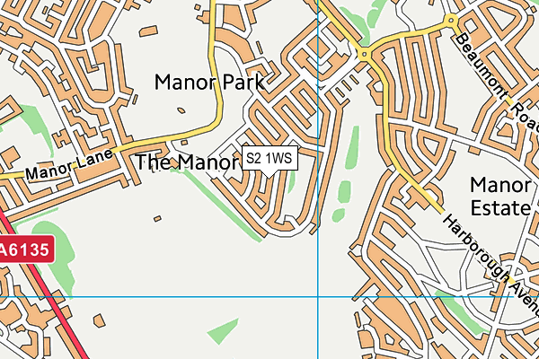 S2 1WS map - OS VectorMap District (Ordnance Survey)