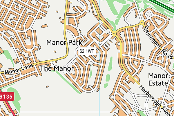S2 1WT map - OS VectorMap District (Ordnance Survey)