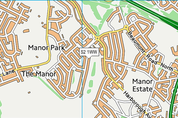 S2 1WW map - OS VectorMap District (Ordnance Survey)