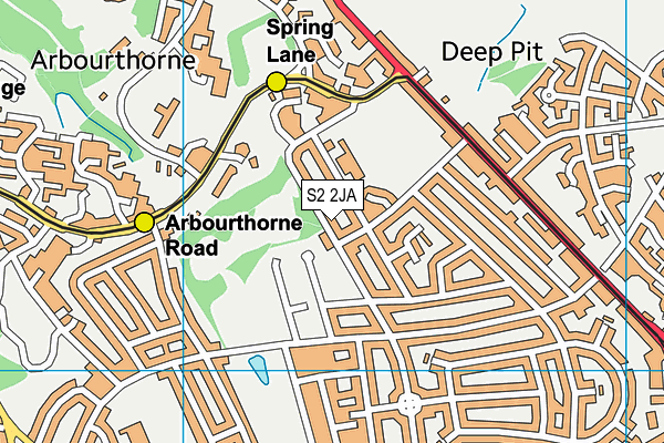 Arbourthorne Playing Fields map (S2 2JA) - OS VectorMap District (Ordnance Survey)