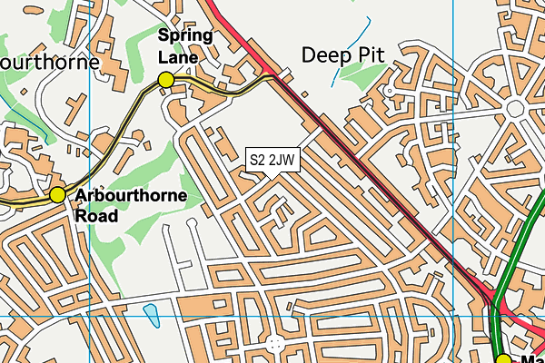 S2 2JW map - OS VectorMap District (Ordnance Survey)