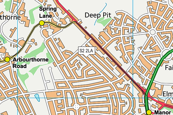 S2 2LA map - OS VectorMap District (Ordnance Survey)