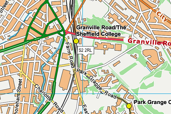 Sheffield College (City College) map (S2 2RL) - OS VectorMap District (Ordnance Survey)