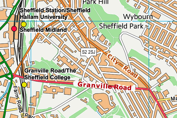 S2 2SJ map - OS VectorMap District (Ordnance Survey)