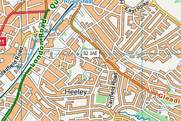 S2 3AE map - OS VectorMap District (Ordnance Survey)