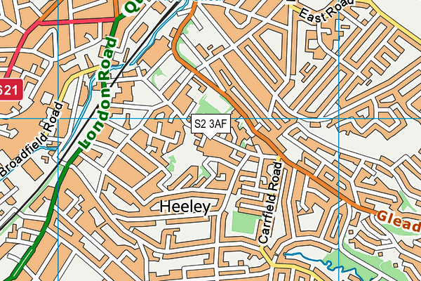 S2 3AF map - OS VectorMap District (Ordnance Survey)