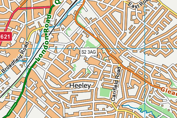 S2 3AG map - OS VectorMap District (Ordnance Survey)