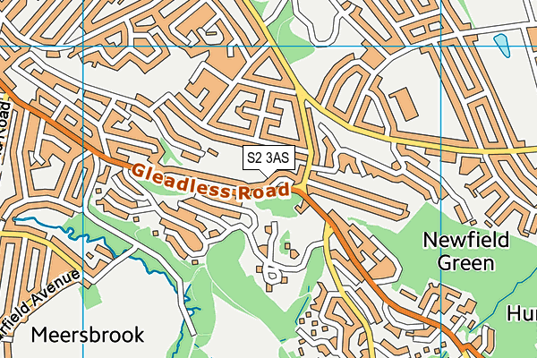 S2 3AS map - OS VectorMap District (Ordnance Survey)