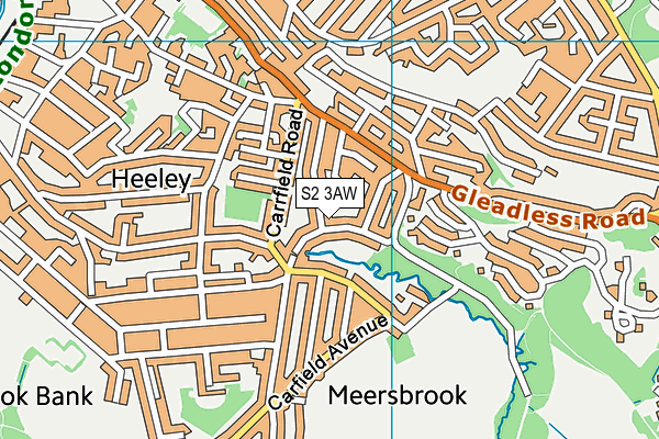 S2 3AW map - OS VectorMap District (Ordnance Survey)
