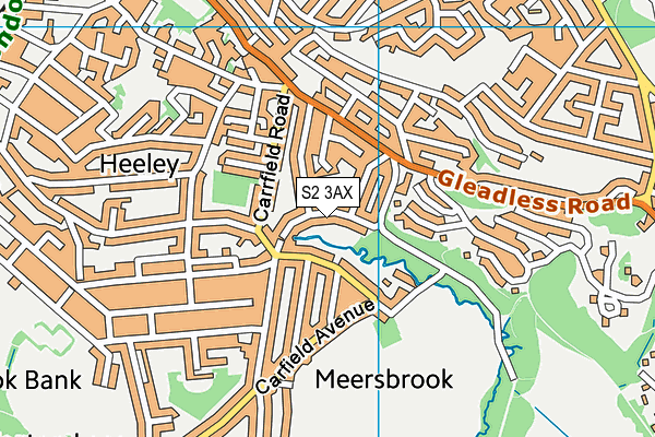 S2 3AX map - OS VectorMap District (Ordnance Survey)