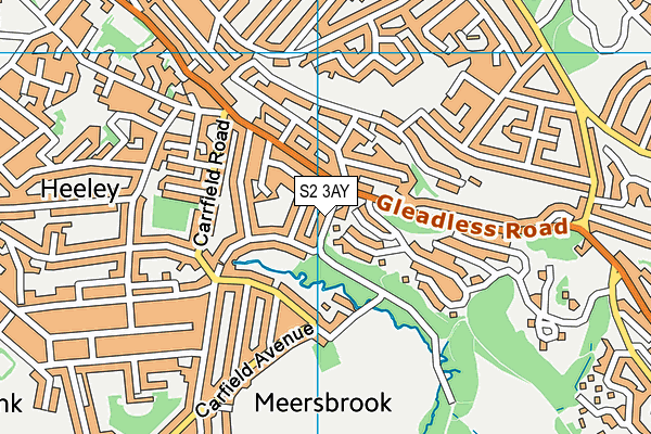 S2 3AY map - OS VectorMap District (Ordnance Survey)