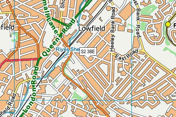 S2 3BE map - OS VectorMap District (Ordnance Survey)