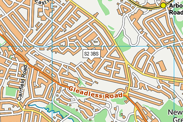 S2 3BS map - OS VectorMap District (Ordnance Survey)