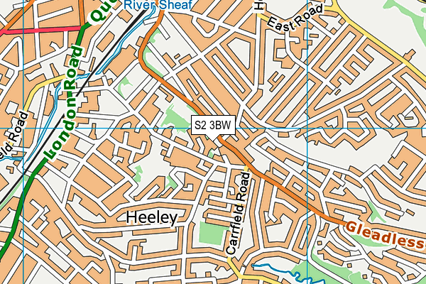 S2 3BW map - OS VectorMap District (Ordnance Survey)