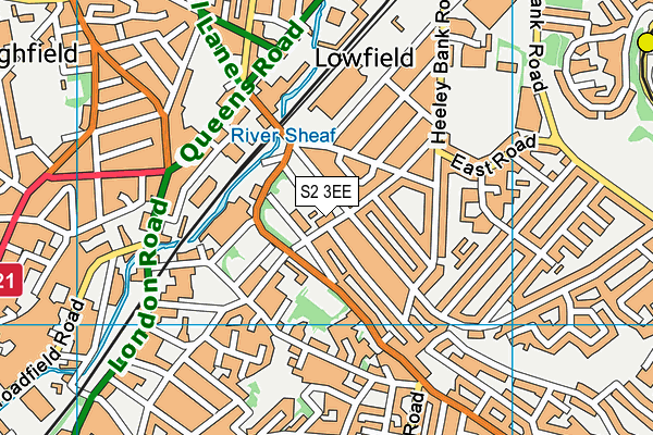 S2 3EE map - OS VectorMap District (Ordnance Survey)