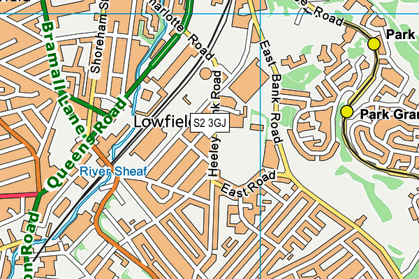 S2 3GJ map - OS VectorMap District (Ordnance Survey)