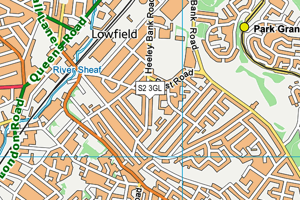 S2 3GL map - OS VectorMap District (Ordnance Survey)