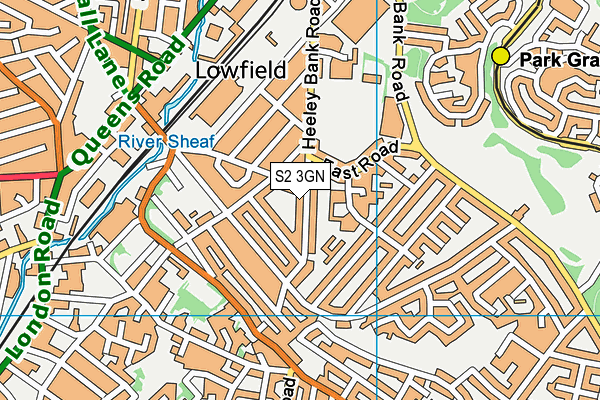 S2 3GN map - OS VectorMap District (Ordnance Survey)