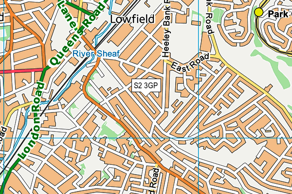 S2 3GP map - OS VectorMap District (Ordnance Survey)