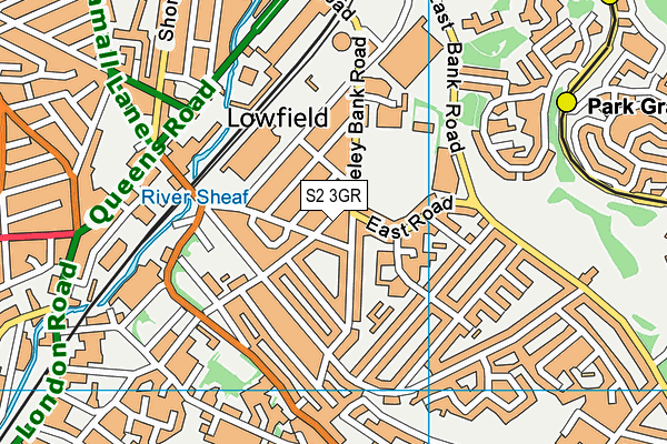 S2 3GR map - OS VectorMap District (Ordnance Survey)