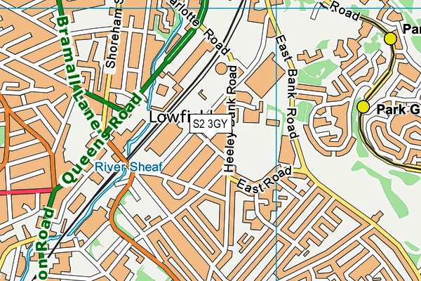 S2 3GY map - OS VectorMap District (Ordnance Survey)