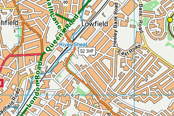 S2 3HF map - OS VectorMap District (Ordnance Survey)