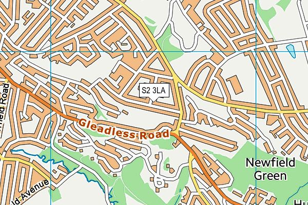 S2 3LA map - OS VectorMap District (Ordnance Survey)