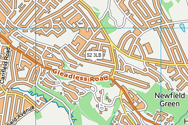 S2 3LB map - OS VectorMap District (Ordnance Survey)